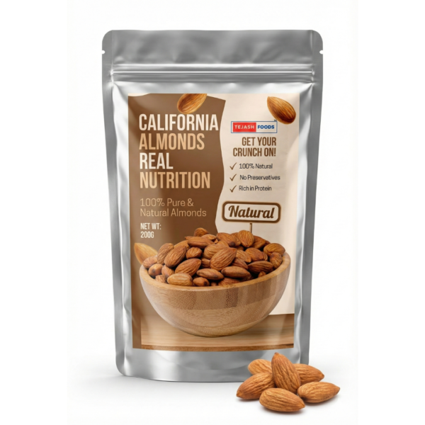 Tejash Foods California Almonds | Premium Quality Whole Badam | Fresh & Crunchy | Rich in Protein, Fiber & Healthy Fats | No Added Preservatives