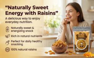 Tejash Foods Premium Raisins (Kishmish) 250g – natural, sweet dried grapes perfect for healthy snacking and everyday use.